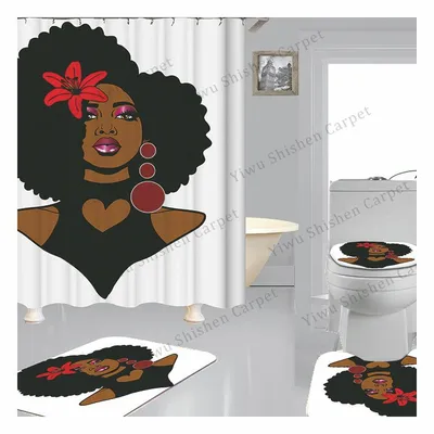 Custom Designs 3D Stone Anti Slip African Design Shower Curtain Bath Mat