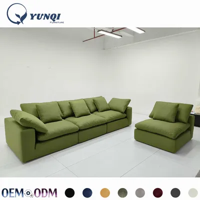 Green Modular Cloud Fabric Sectional Sofa with Single Armless Chair