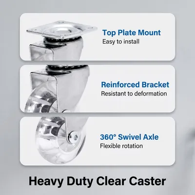 OEM Light Duty Stem Replacement Small Compact Casters Made of Clear PU