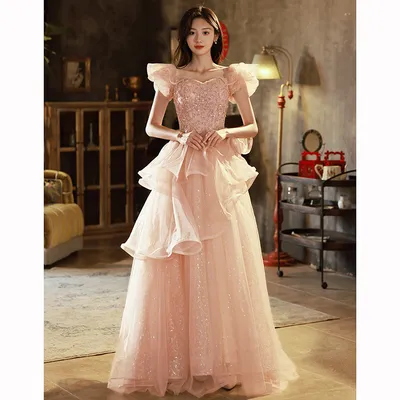 Nnr Popular Birthday Women Vintage Pink Gowns Evening Dresses Formal Party