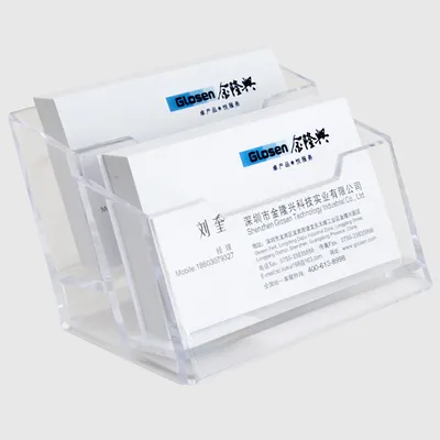 Desktop Acrylic Clear 2 Lattices Business Name Card Storage Holder