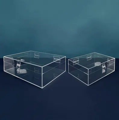 Custom Clear Acrylic Plastic Strongbox Protector Display Case with Lock