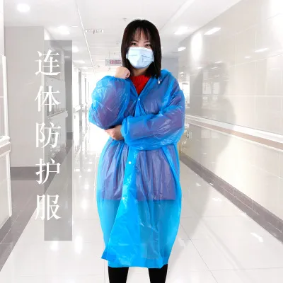 Disposable Dust-Proof Water-Proof Pretective Clothing with Facemask Raincoat