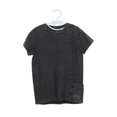 Fashion Leisure 100% Cotton Garment Dye Round Collar Short Sleeve Tee for Boys