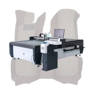Nylon Cotton Fiber Speed Cutter PVC Coil Car Floor Mat Fur CNC Trunk Mat Cutting Machine Sheepskin Polyester Carpet Seat Cover Making Automatic Feeding Conveyor