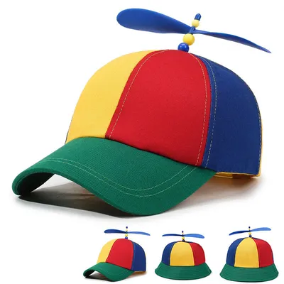 Wholesale Custom Children Dragonfly Propeller Hat, Colorful Patchwork Helicopter Cotton Baseball Cap
