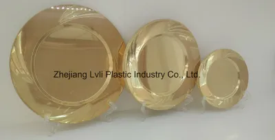 Plastic Plate, Disposable, Tableware, Tray, Dish, PS, SGS, Golden, PB-04