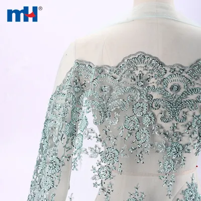 Gorgeous Heavy Hand Beaded Sequin Rhinestones Tectil Embroidery Wedding Lace Fabric for Bridal/Gowns/Abaya