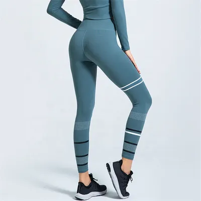 Best Selling High Quality Striped Printed Gym Pants Women Leggings Workout Clothing Brands Sports Wear