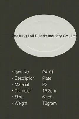 Plastic Plate, Disposable, Tableware, Tray, Dish, Colorful, PS, SGS, PA-01