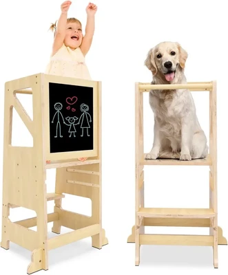 Kitchen Step Stool Children Learning Tower Montessori Practice Adjustable Height Stool Kids Foldable Learning Helper Tower