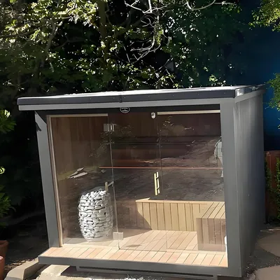 Custom Triunity Prefab 6 Person Dry Sauna Cabin Outdoor Square Sauna Room for Commercial Eco-Retreats & Spas