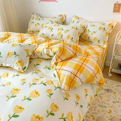 Polyester Fiber Quilt Nature Bedding Duvet Plain Comforter Set