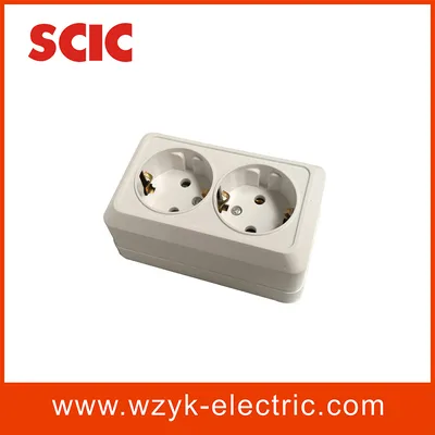 (YK1812) European Style 2 Gang Wall Socket with Grounding
