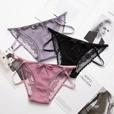 Sexy Lace Thin Breathable Strap Briefs Low Waist HIPS Underwear