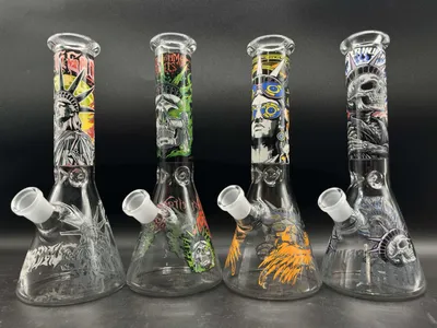 10 Inch Steampunk Face Print Beaker Glass Pipe High Glass Water Pipe Factory Wholesale Bulk Supply