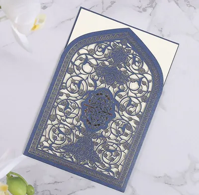 Muslim Style Gift Card Gold Stamping Embossing Paper Printing Wedding Invitation Card
