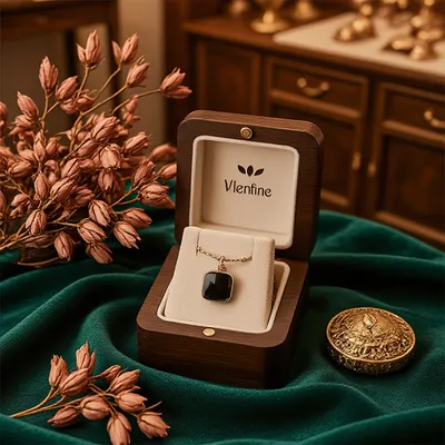 Black Walnut Wooden Engraved Laser-Carved Logo Pendant Box