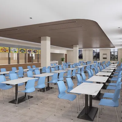 Fast Food Restaurant Furniture 4 Person Table Set Lunch Canteen Tables and Chairs for Cafeteria