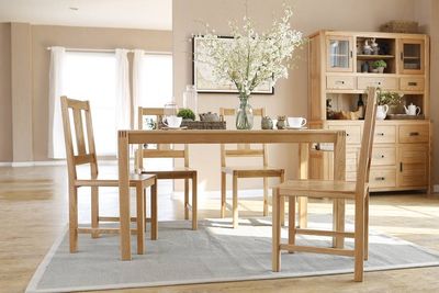 Zerun Wood Solid Oak Rectangular Dining Table Sets for Dining Room