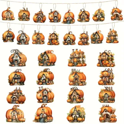 Pumpkin House Halloween Wooden Wholesale Decorative Pendant, Holiday Decoration Home Decoration, Gift Label Decoration