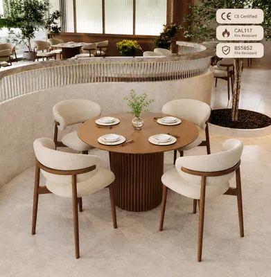 Wholesale Elegant Wooden Dining Room Table and Restaurant Chair for Cafe Hotels