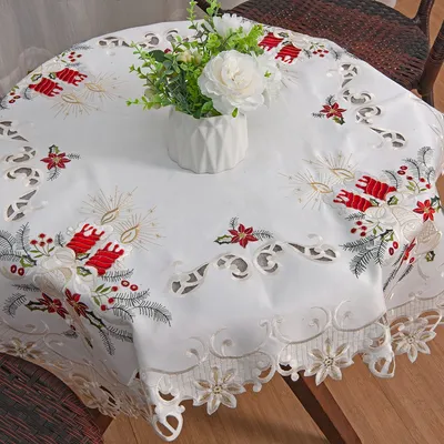 Multi-Size Embroidered Tablecloth Cloth Art Pastoral Tablecloth Linen-Look Tablecloth Simple Table Cover