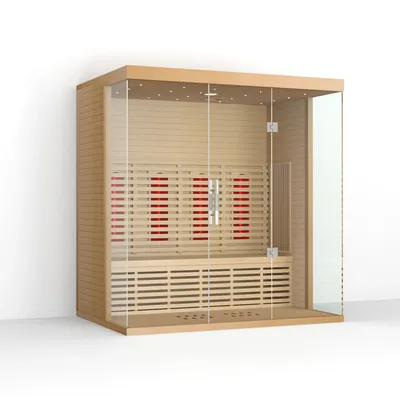 Luxurious 4-Person Indoor Infrared Sauna with Solid Wood Design