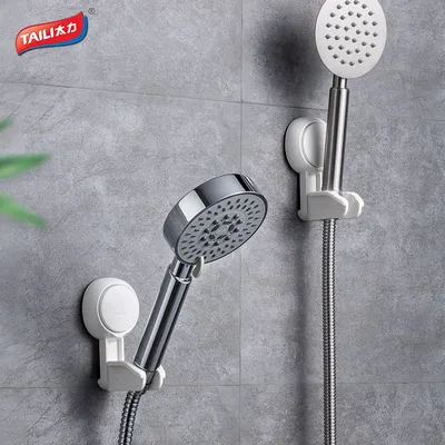 Punch-Free Adjustable Angle Shower Head Base Holder White Wall with Suction Shower Head Bracket Holder for Children