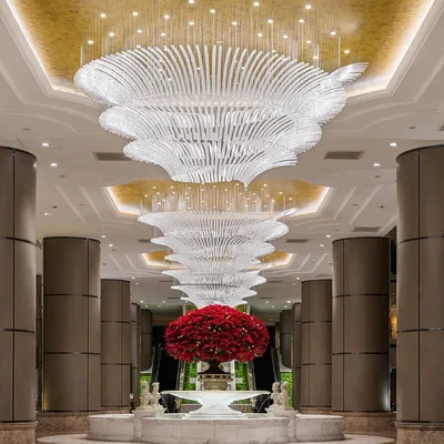 Customizable Modern Hotel Lobby Project Decorative Glass Tube Chandelier
