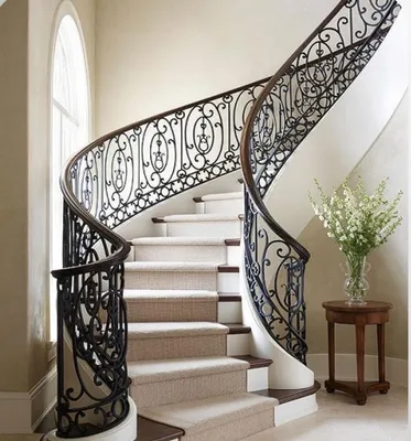 Modern European Style Villa Stair Handrail Iron Art Guardrail for Self-Built Houses Factory Direct Residential Railing