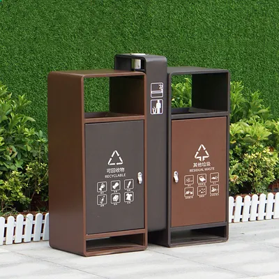 Galvanized Steel Large Garbage Ashtray Dual 2 Classified Trash Can Garbage Bins for City Urban