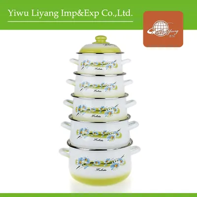 High Quality Casserole Cookware Set Cast Iron Enamel Saucepan 5 Pieces Set (BY-1105-1)
