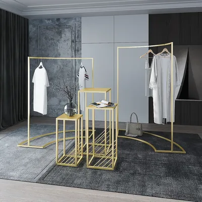 Premium Curved Metal Clothing Display Racks Heavy Duty Kd Garment Stand OEM Wholesale