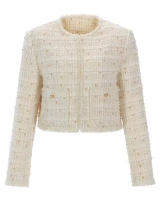 Women's Chic Wool Tweed Blazer Jacket for Effortless Style