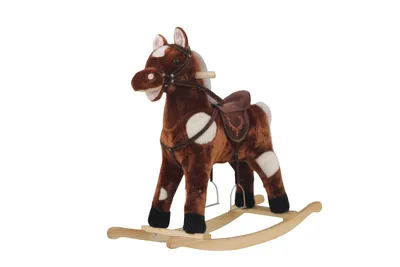 ODM OEM Wholesale christmas Gift Rocking Chair Trojan Rocking Horse Plush Dolls Wooden Riding Rocking Horse Plush Toys