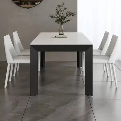 High Grade Modern Rectangle Black Sintered Stone 6 Seater Dining Table
