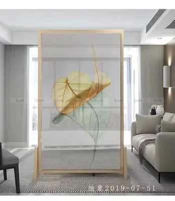 Chinse Landscape Painting Glass in Partition