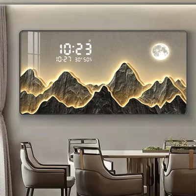 Digital Display Electronic Clock LED Lights Painting HD Wall Art Clock