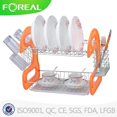 2-Tiers Metal Wire Dish Rack with Cutlery and Mug Storage