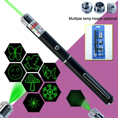 8-in-1 High Power Green Laser Pointer with Customizable Laser Heads