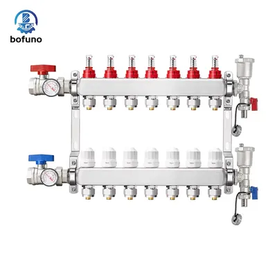 Abst Pex 7ways Manifold, Stainless Steel Floor Heat Manifold Kit with 1/2" Adapters Included for Hydronic Radiant Floor Heating