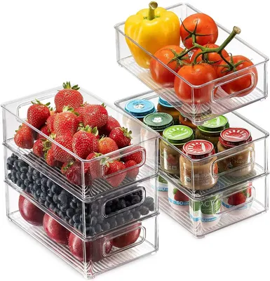 Set of 6 Refrigerator Organizer Bins