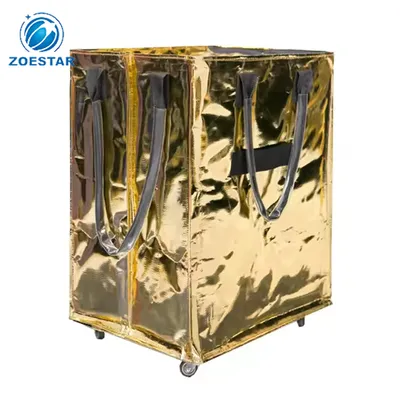 Woven Foldable Shopping Cart Wheels Trolley Bag Portable Household Supermarket Shopping Bag