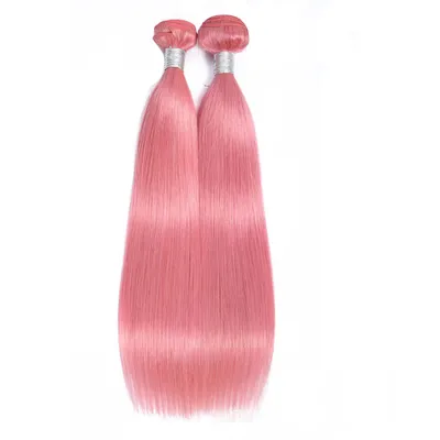Pink Hair Weft Purple Human Hair Extension Straight Body Wave