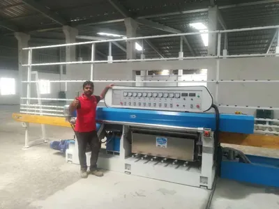 10 Motors Glass Straight Edging Machine with 45° Bevel