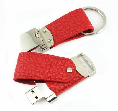 Custom Logo Keychain USB 2.0 Leather USB Flash Drive Memory Sticl