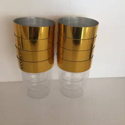 Plastic Cup, Glass, Mug, Tableware, PS, Disposable, Golden, GB-12, Clear, Hot Stamp Cup