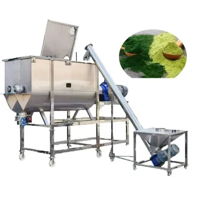 Dry Powder Horizontal Ribbon Blender Double Helical Industrial Flour Paddle Mixer Mixing Blending Machine