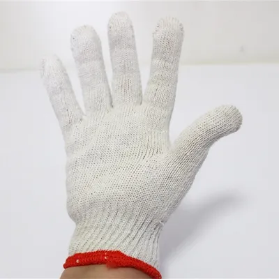 High Quality Natural White Cotton Knitted Safety Working Gloves
